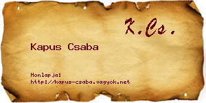 Kapus Csaba névjegykártya